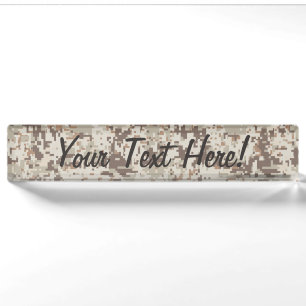 Desert Style Digital Camouflage Beige Decor Desk Name Plate