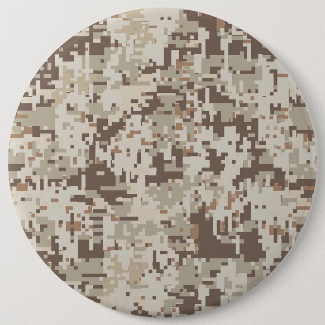 Desert Style Digital Camouflage Beige Decor Pinback Button (Front)
