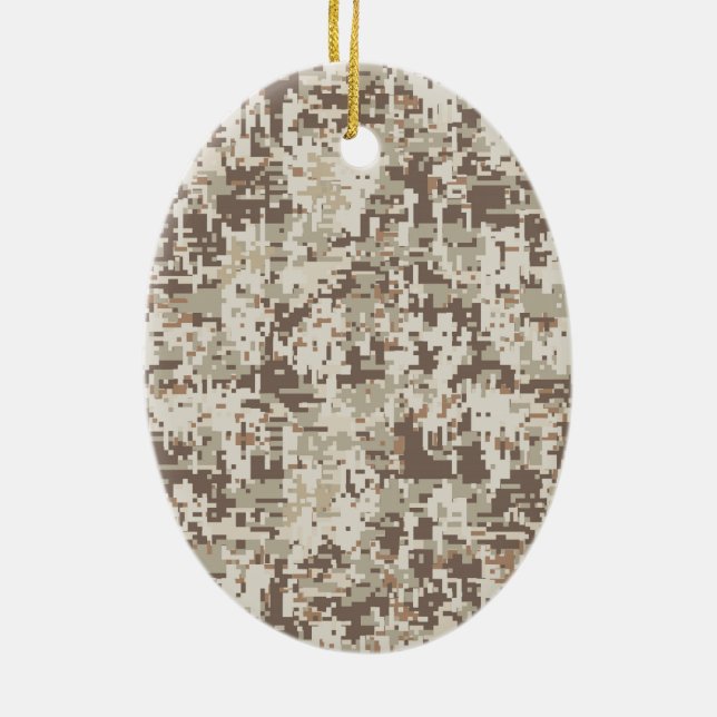 Desert Style Digital Camouflage Pixels Decor Ceramic Ornament (Back)