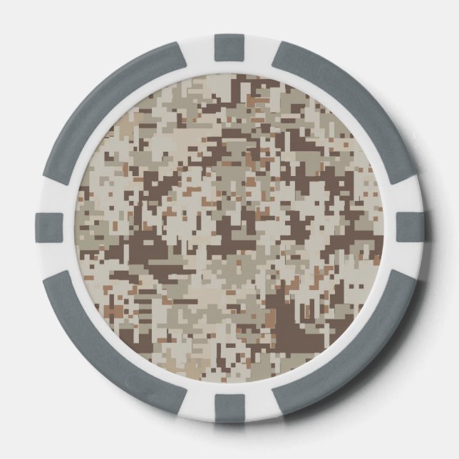 Desert Style Digital Camouflage Pixels Decor Poker Chips (Front)
