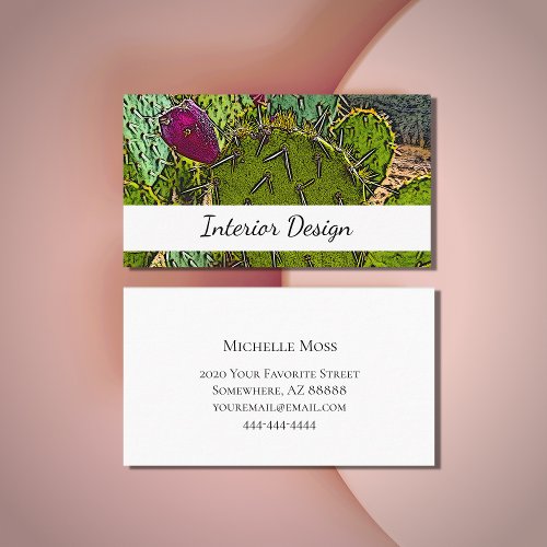 Desert Succulent Abstract Cactus Interior Design Business Card