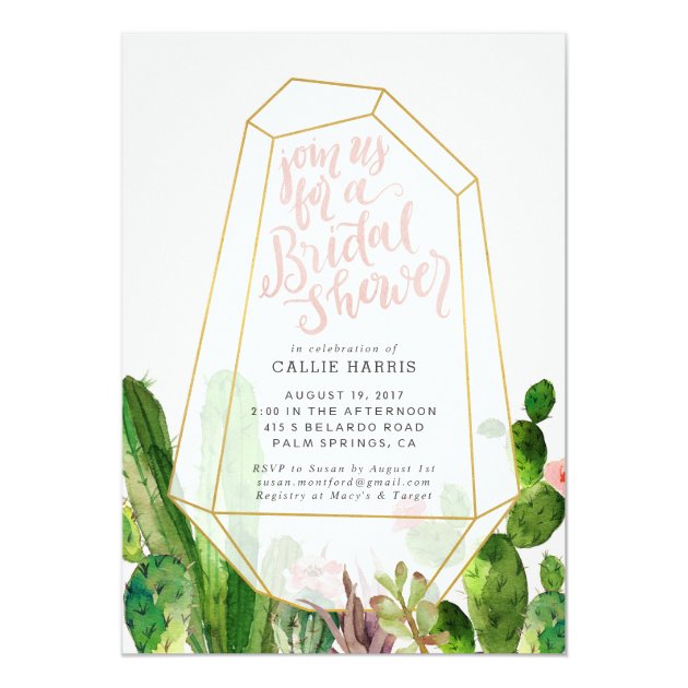 Desert Succulent Bridal Shower Invitation - Pink