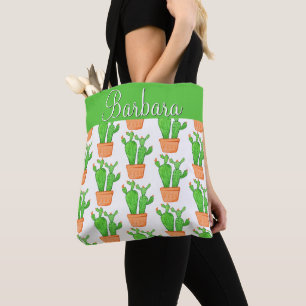 Desert Succulent Cactus Floral Personalized Tote Bag