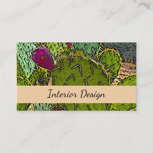 Desert Succulent Cactus Interior Design Business Card