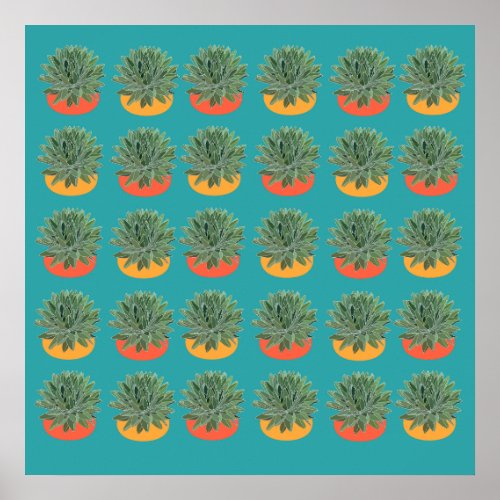 Desert Succulent Pattern Poster 