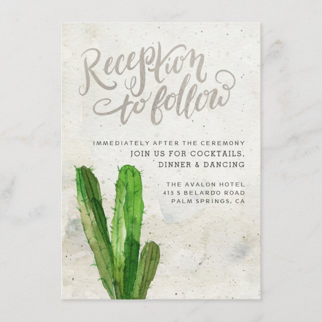Desert Succulent Reception Card - Stone (Front)