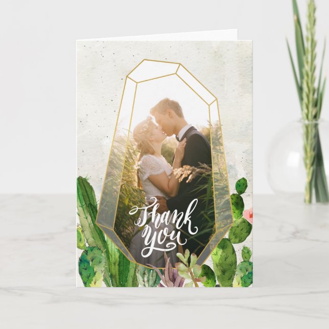 Desert Succulent Thank You Note - Stone (Front)