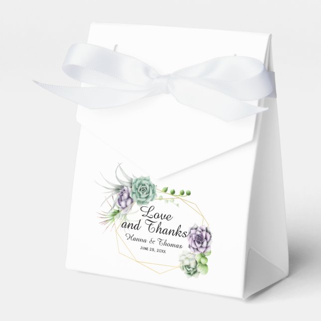 Desert Succulent Wedding Favor Boxes (Front Side)