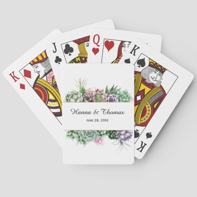 Desert Succulent Wedding Favor Poker Cards (Back)
