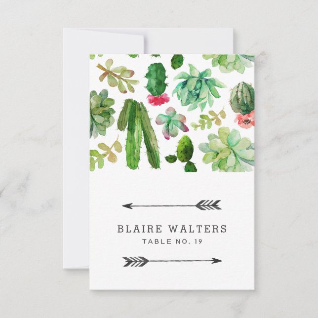 Desert Succulent Wedding Place Cards (Front)