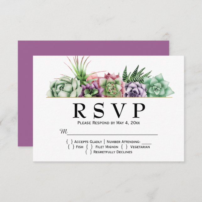 Desert Succulent Wedding RSVP (Front/Back)
