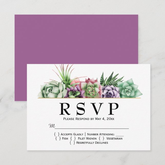 Desert Succulent Wedding RSVP Card (Front/Back)