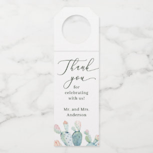 Desert Succulent Wedding   Watercolor Boho Cactus Bottle Hanger Tag