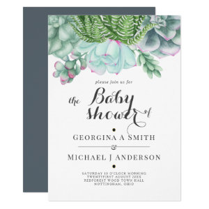 Desert Succulents Cacti Watercolor BABY SHOWER Invitation