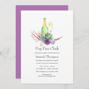 Desert Succulents Pop Fizz Clink Bridal Shower Invitation