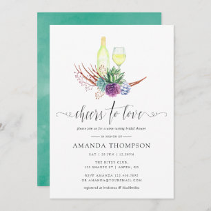 Desert Succulents Wine Tasting Bridal Shower Invitation