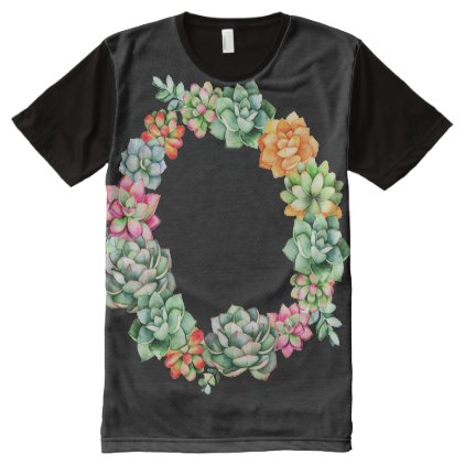 Desert Succulents Wreath All-Over-Print Shirt