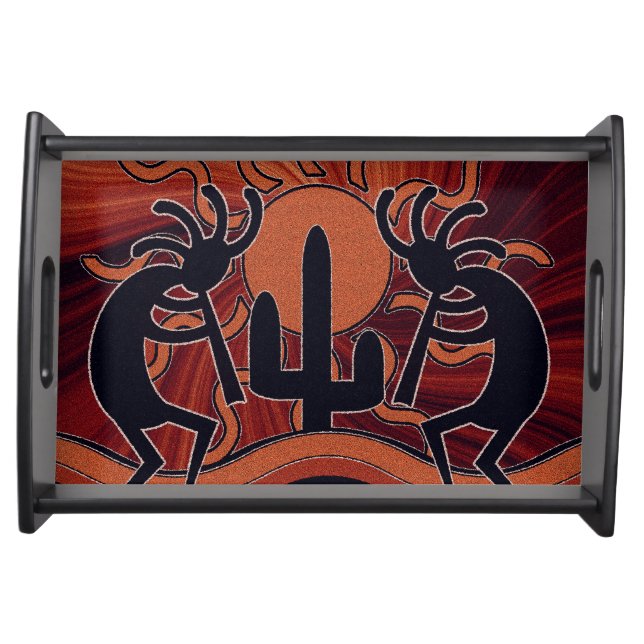 Desert Sun Cactus Kokopelli Southwestern Design Serving Tray (Front)