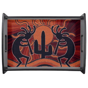 Desert Sun Cactus Kokopelli Southwestern Design Serving Tray