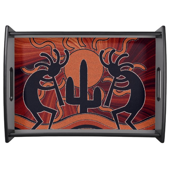 Desert Sun Cactus Kokopelli Southwestern Design Serving Tray (Front)