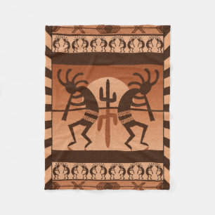 Desert Sun Cactus Kokopelli Southwestern Fleece Blanket