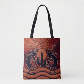 Desert Sun Cactus Southwest Design Kokopelli Tote Bag by macdesigns2 at Zazzle
