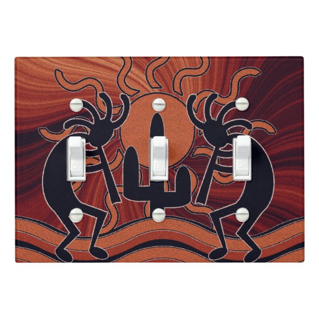 Desert Sun Cactus Southwest Kokopelli Light Switch Cover (In Situ)