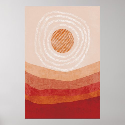 Desert Sun Heat Waves Landscape Red Orange  Poster