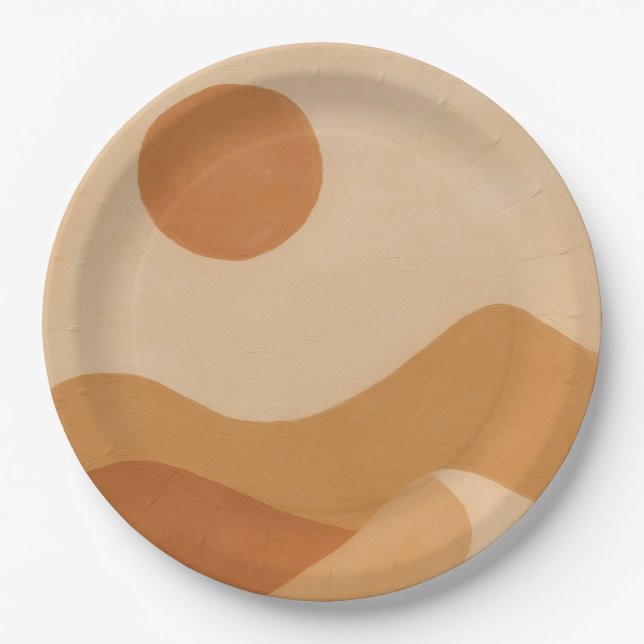 Desert Sun Minimal Paper Plates (Front)