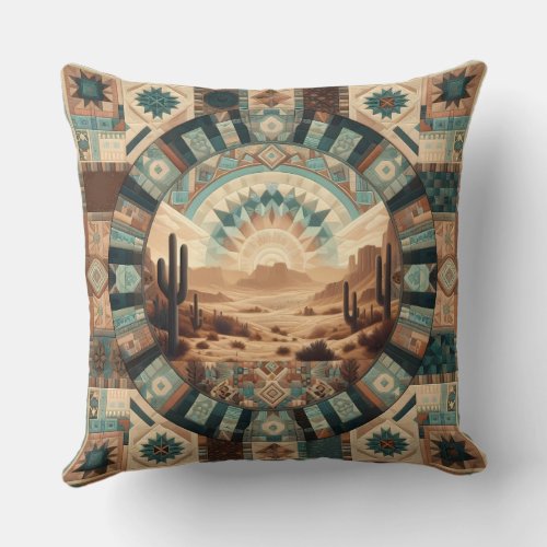 Desert Sunburst _ A Stunning Symmetrical Pillow