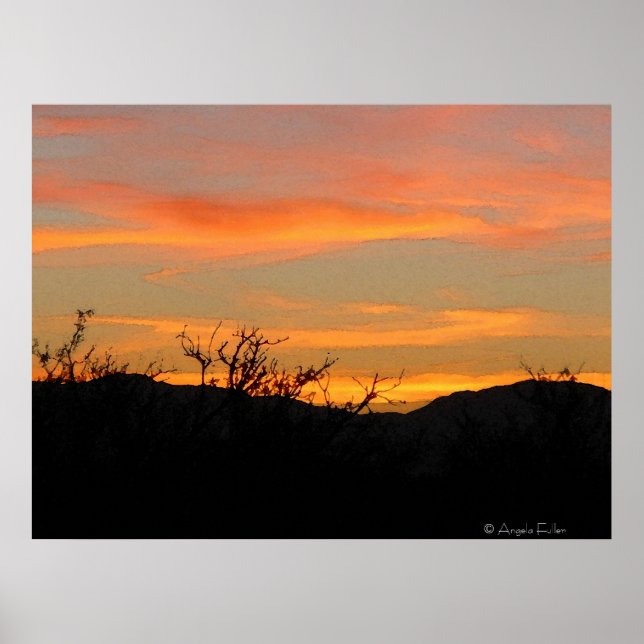 Desert Sunrise Digital Watercolor Poster (Front)