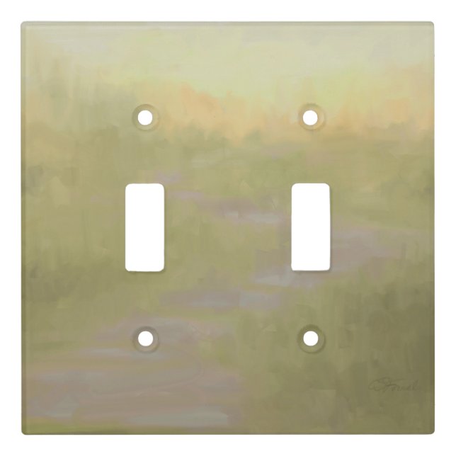 Desert Sunrise Morning Sagebrush Trail Abstract Light Switch Cover (Front)