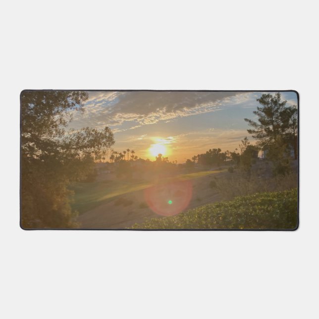 Desert Sunrise Over Las Vegas Golf Course Desk Mat (Front)