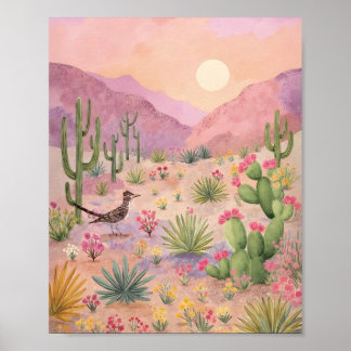Desert Sunrise Painted Landscape Art Print