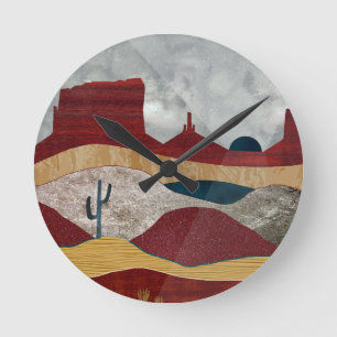 Desert Sunrise Round Clock