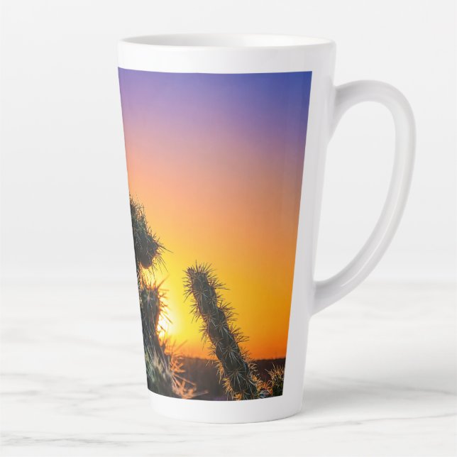 Desert Sunrise Through Cholla Cactus Silhouettes Latte Mug (Right)