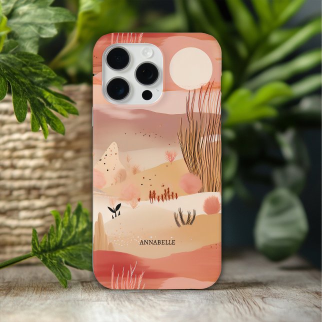Desert Sunset Abstract Floral Personalized Name Case-Mate iPhone Case (Creator Uploaded)