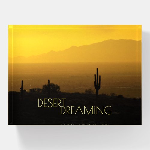 Desert Sunset Amber Yellow Arizona USA Cactus Paperweight
