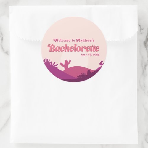 Desert Sunset Bachelorette Classic Round Sticker