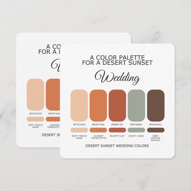 Desert Sunset Boho Wedding Color Palette Card (Front/Back)