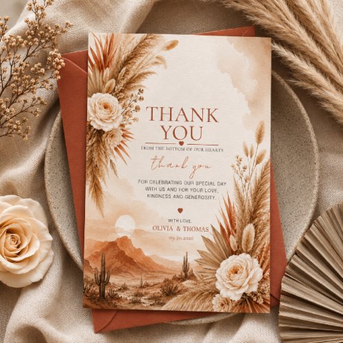 Desert Sunset Boho Wedding Thank You Card