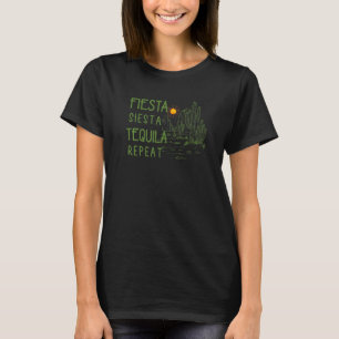 Desert Sunset Cactus Fiesta Siesta Tequila Repeat T-Shirt