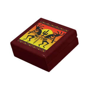 Desert Sunset Cactus Tribal  Southwest Kokopelli Jewelry Box