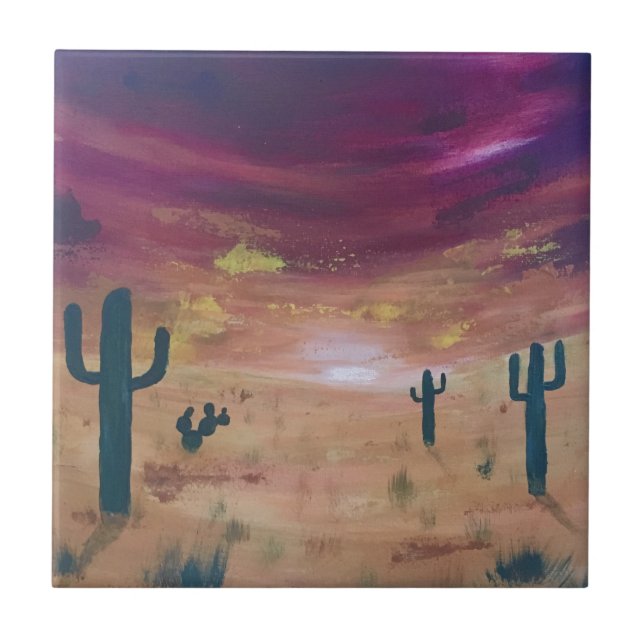 Desert Sunset Ceramic Tile (Front)