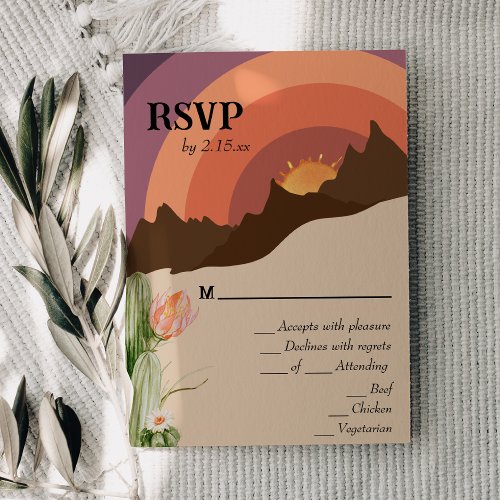Desert Sunset Destination Wedding RSVP Card