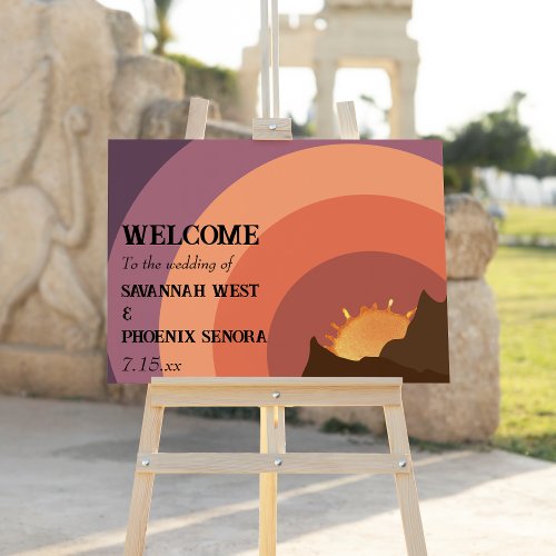 Desert Sunset Destination Wedding Welcome Sign