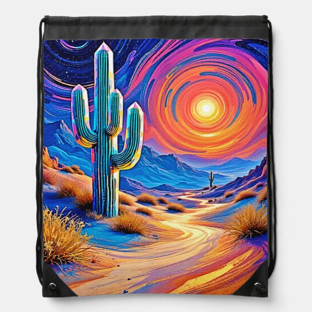 Desert Sunset Glow Drawstring Bag (Front)
