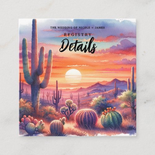 Desert Sunset Glow Watercolor Southwestern Details Square Business Card