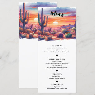 Desert Sunset Glow Watercolor Southwestern Menu