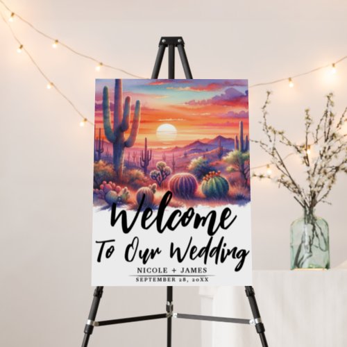 Desert Sunset Glow Watercolor Southwestern Wedding Foam Board